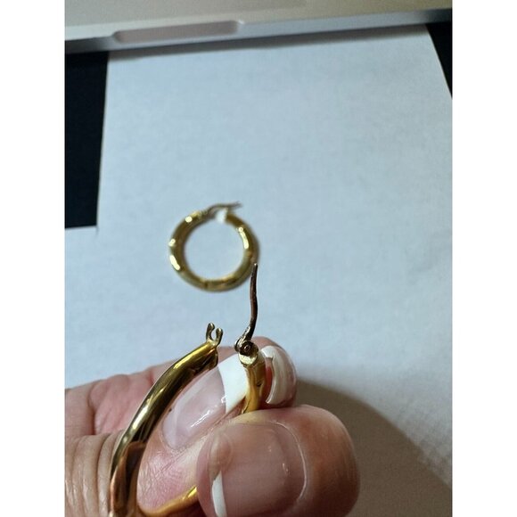 18K YELLOW GOLD EARRINGS WITH BIG ROUND CIRCLE 3,43 grams - Picture 4 of 7